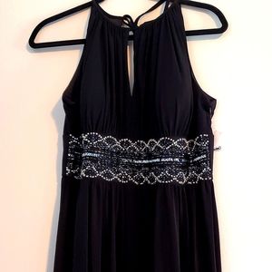 formal dress - sleeveless long jersey, keyhole